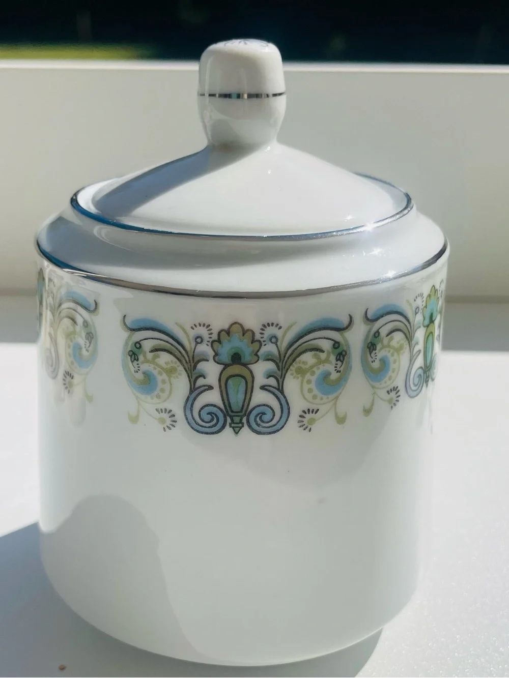 Vintage Porcelain Tea Canister Jar with Lid | China Tea Set Piece